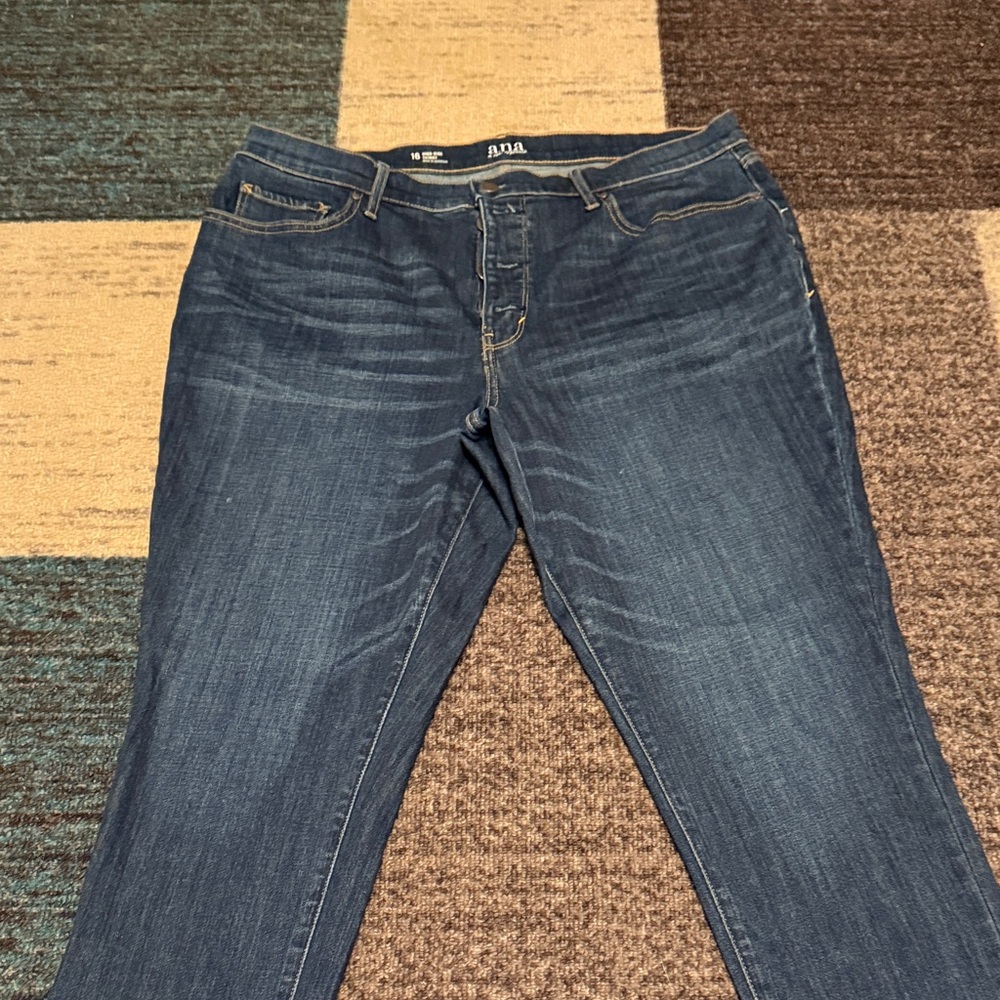 a.n.a Dark Blue High Rise Button Fly Skinny Jeans 16
